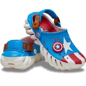 Marvel x Crocs Captain America Super Hero Echo Clogs Kids Size J 6‎ NEW